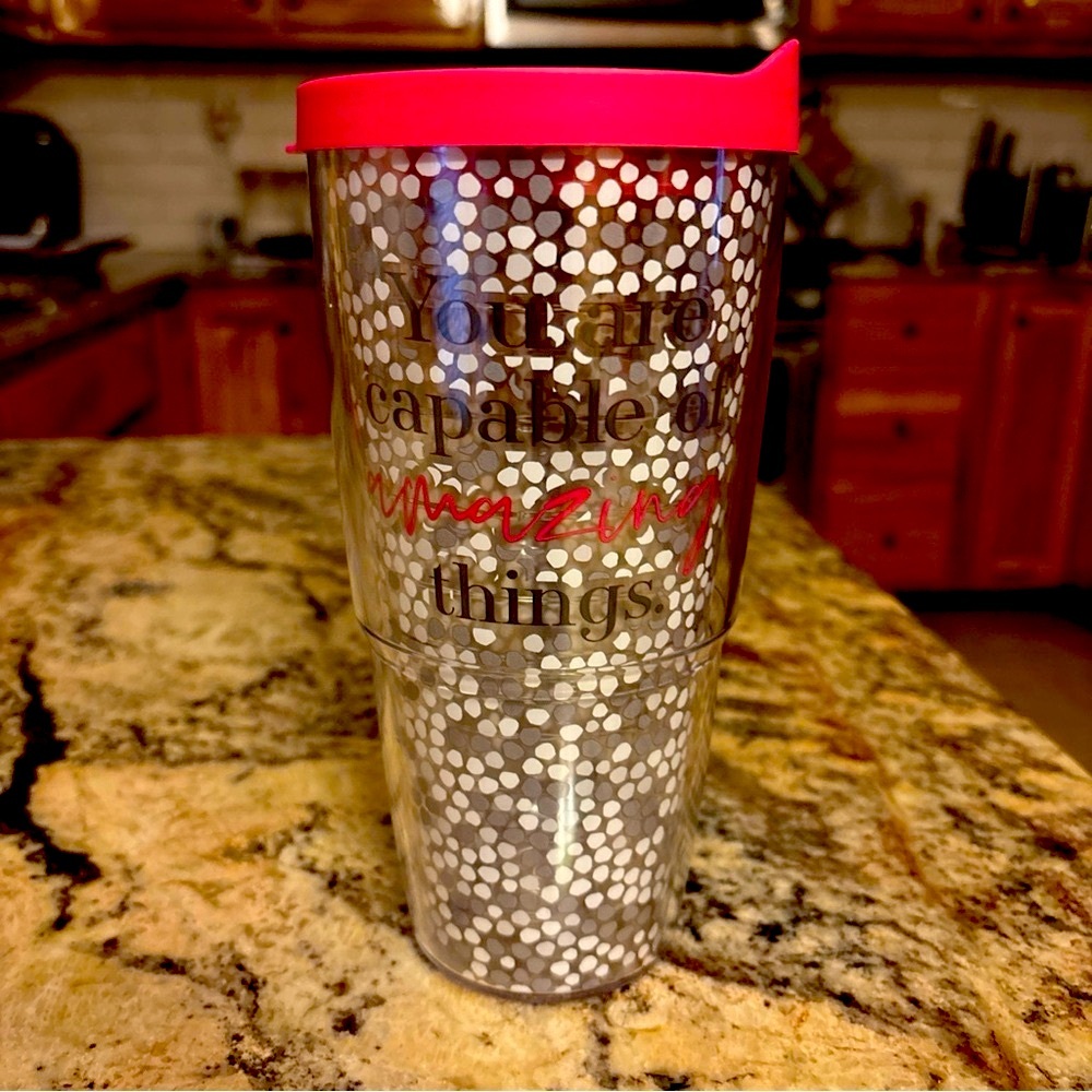Tervis Tumbler with Pink Lid 24 oz. “You are capable of amazing things”